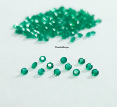 1MM, 1.25MM, 1.50MM, 1.75M, 2MM Natural Green Onyx Faceted Round Cut gemstone, AAA Green Onyx Faceted Loose Calibrated Round Cut For Jewelry