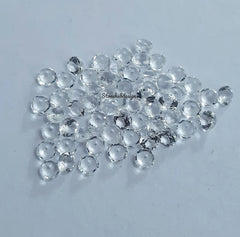 5 pcs 1MM, 1.50MM, 2MM Natural Crystal Quartz Faceted Round Cut Gemstone, AAA White Crystal Quartz Tiny Round cut For Jewelry Making