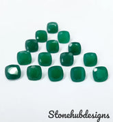 5MM, 6MM, 7MM, 8MM, 9MM, 10MM Natural Green Onyx Faceted Cushion gemstone, AAA Quality Green Onyx Cushion Faceted Loose Gemstone For Jewelry