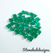 2x2MM, 2.5x2.5MM Natural Green Onyx Faceted Square Cut Gemstone, AAA Green Onyx faceted Square loose Calibrated Cut Gemstone for jewelry
