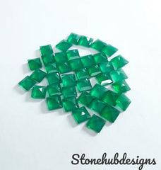 2x2MM, 2.5x2.5MM Natural Green Onyx Faceted Square Cut Gemstone, AAA Green Onyx faceted Square loose Calibrated Cut Gemstone for jewelry