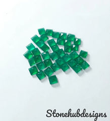 2x2MM, 2.5x2.5MM Natural Green Onyx Faceted Square Cut Gemstone, AAA Green Onyx faceted Square loose Calibrated Cut Gemstone for jewelry