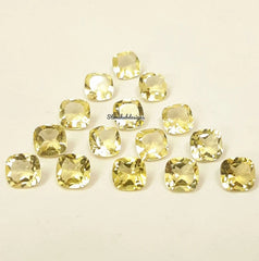 5MM, 6MM, 7MM, 8MM, 9MM, 10MM Natural Lemon Quartz Faceted Cushion Cut Gemstone, AAA Lemon Quartz Cushion cut For Jewelry Making