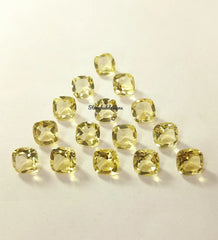 5MM, 6MM, 7MM, 8MM, 9MM, 10MM Natural Lemon Quartz Faceted Cushion Cut Gemstone, AAA Lemon Quartz Cushion cut For Jewelry Making