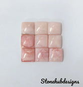 Natural Pink Opal Square Cabochon Gemstone, Opal Square Shape Smooth Polished Gemstones Lot For Earring Ring And Jewelry Making
