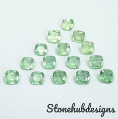 4MM, 5MM, 6MM Natural Mint Green Kyanite Faceted Cushion Cut Gemstone, AAA Quality Rare Green Mint Kyanite Cushion Cut For Jewelry