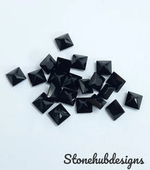 3MM, 4MM, 5MM, 6MM Natural Black Onyx Faceted Square Cut Gemstone, AAA Quality Black Onyx faceted Square loose gemstone for jewelry