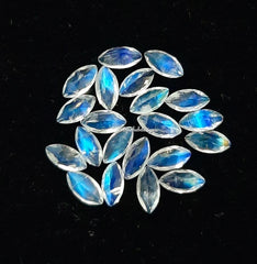 Natural Moonstone Faceted Marquise Cut Gemstone, AAA Moonstone Faceted Marquise Loose Calibrated Cut blue Flashy for jewelry
