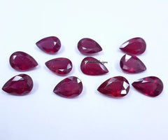 6X9MM, 7X10MM, 8X12MM RUBY Faceted Pears Loose Gemstone, Ruby Pear Faceted Loose Gemstone, Glass Field Ruby Faceted Loose For Ruby Jewelry