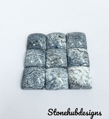 Natural Dendrite Opal Smooth Square Cabochon Gemstone, CALIBRATED Loose Stone Cab, AAA Dendrite Opal Smooth Square Cabs For Jewelry