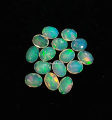5x7MM, 6x8MM, 7x9MM Natural Ethiopian Opal Faceted Oval Cut Gemstone, AAA Ethiopian Opal multi flash oval cut Calibrated Size loose gemstone