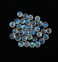 5MM, 6MM Natural Moonstone Faceted Round Cut Gemstone, Moonstone Faceted Round With Blue Flash Gemstone For Jewelry