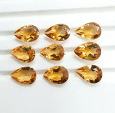 6x8MM, 7x9MM, 8x10MM, 9x11MM Natural Citrine Faceted Pear Cut Gemstone, AAA Yellow Citrine Faceted Pear Loose Calibrated stone For Jewelry