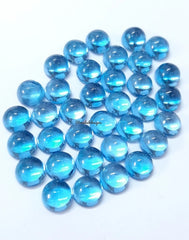 3MM, 4MM, 5MM, 6MM, 7MM, 8MM Natural Swiss Blue Topaz Round flat back Cabochon Gemstone, AAA Swiss Topaz Smooth Round For Jewelry making