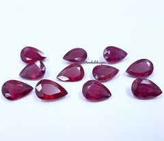 6X9MM, 7X10MM, 8X12MM RUBY Faceted Pears Loose Gemstone, Ruby Pear Faceted Loose Gemstone, Glass Field Ruby Faceted Loose For Ruby Jewelry
