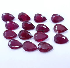 6X9MM, 7X10MM, 8X12MM RUBY Faceted Pears Loose Gemstone, Ruby Pear Faceted Loose Gemstone, Glass Field Ruby Faceted Loose For Ruby Jewelry