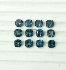 4MM, 5MM, 6MM Natural London Blue Topaz Faceted Cushion cut Gemstone, AAA London Topaz faceted Cushion Calibrated Size for Jewelry