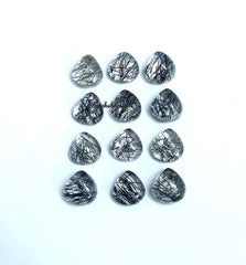 5MM, 6MM, 7MM, 8MM Natural Black Rutilated Quartz Heart Cabochon Top Quality, AAA Rutile Quartz Smooth Heart Cabs For Jewelry