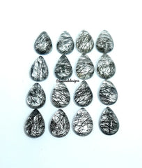 8X12MM, 10X14MM Natural Black Rutile Quartz Pear Cabochon gemstone, AAA Quality Black Rutile Quartz Smooth Pears Cabochon For Jewelry