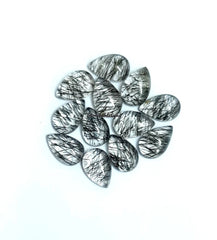 8X12MM, 10X14MM Natural Black Rutile Quartz Pear Cabochon gemstone, AAA Quality Black Rutile Quartz Smooth Pears Cabochon For Jewelry