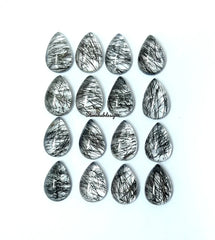 8X12MM, 10X14MM Natural Black Rutile Quartz Pear Cabochon gemstone, AAA Quality Black Rutile Quartz Smooth Pears Cabochon For Jewelry
