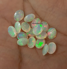 8X10MM, 9X11MM, 10X12MM Natural Ethiopian Opal Faceted Oval cut Gemstone, AAA Multi fire Ethiopian opal Calibrated Size loose gemstone
