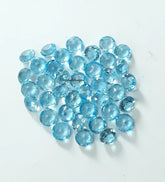 2MM, 2.50MM, 3MM, 3.50MM Natural Swiss Blue Topaz Faceted Round Cut Gemstone, AAA Quality Swiss Topaz Round Cut Loose stone for jewelry