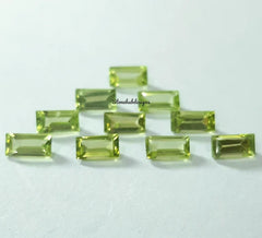 2x4MM, 2.5x5MM, 3x6MM Natural Peridot Faceted Baguette Cut Gemstone, AAA Green Peridot Baguette Calibrated Size loose Gemstone for jewelry