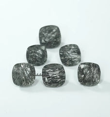 6MM, 7MM, 8MM Natural Black Rutile Quartz Faceted Cushion Cut Gemstone, AAA Black Rutile Quartz faceted Cushion Loose Gemstone For Jewelry