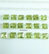 3MM, 4MM Natural Peridot Faceted Square Cut Gemstone, AAA Peridot Square Cut Calibrated Size loose Gemstone for jewelry