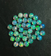 3MM, 4MM, 5MM Natural Ethiopian Opal Round Cabochon Gemstone, AAA Multi Fire Ethiopian Opal Smooth Round Cabs Loose Gemstone For Jewelry