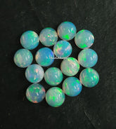 Natural Ethiopian Opal Round Cabochon Gemstone, AAA Multi Flash Ethiopian Opal Smooth Round flat back Cabochon stone For Jewelry