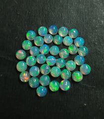 3MM, 4MM, 5MM Natural Ethiopian Opal Round Cabochon Gemstone, AAA Multi Fire Ethiopian Opal Smooth Round Cabs Loose Gemstone For Jewelry
