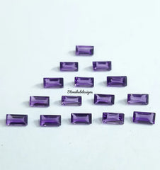 1.5x3MM, 2x3MM, 2x4MM Natural Amethyst Faceted Baguette Cut Gemstone, AAA Purple Amethyst Faceted Baguette Calibrated Cut Stone For Jewelry