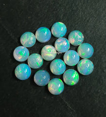 Natural Ethiopian Opal Round Cabochon Gemstone, AAA Multi Flash Ethiopian Opal Smooth Round flat back Cabochon stone For Jewelry