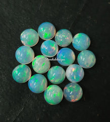 Natural Ethiopian Opal Round Cabochon Gemstone, AAA Multi Flash Ethiopian Opal Smooth Round flat back Cabochon stone For Jewelry