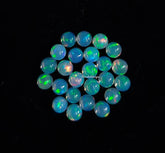 3MM, 4MM Natural Ethiopian Opal Multi Fire Round Cabochon Gemstone | Natural Ethiopian Opal Loose Gemstone Flat Back Cabochon For Jewelry