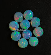Natural Ethiopian Opal Round Cabochon Gemstone, AAA Multi flash Ethiopian Opal Smooth Round flat back Cabochon Gemstone For Jewelry