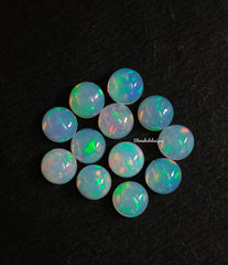 Natural Ethiopian Opal Round Cabochon Gemstone, AAA Multi flash Ethiopian Opal Smooth Round Flat back Cabochon stone For Jewelry