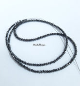 Natural Black Diamond Faceted Rondelle Beads, Black Diamond Necklace, Diamond Faceted Beads, Natural Diamond For Jewelry