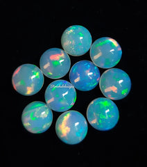 Natural Ethiopian Opal Round Cabochon Gemstone, AAA Multi flash Ethiopian Opal Smooth Round flat back Cabochon Gemstone For Jewelry