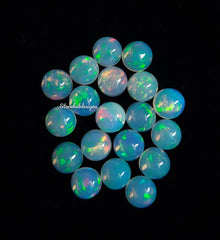 Natural Ethiopian Opal Round Cabochon Gemstone, AAA Multi flash Ethiopian Opal Smooth Round Flat back Cabochon stone For Jewelry