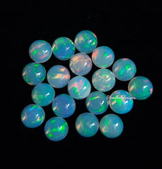 Natural Ethiopian Opal Round Cabochon Gemstone, AAA Multi flash Ethiopian Opal Smooth Round Flat back Cabochon stone For Jewelry
