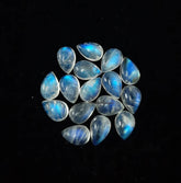 Natural Moonstone Cabochon Pear Gemstone, AAA Blue flash Moonstone Smooth Pear flat back Cabochon For Jewelry