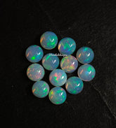 Natural Ethiopian Opal Round Cabochon Gemstone, AAA Multi flash Ethiopian Opal Smooth Round Flat back Cabochon stone For Jewelry