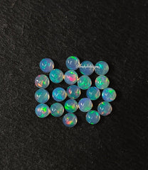 5MM, 6MM Natural Ethiopian Opal Round Cabochon Gemstone, AAA Multi fire Ethiopian Opal Smooth Round Cabs Loose Gemstone For Jewelry