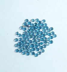 1.25MM, 1.50MM, 1.75MM Natural London Blue Topaz Faceted Round Cut Gemstone, AAA London Blue Topaz Loose Calibrated Round Stone for jewelry