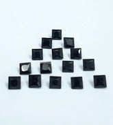 7MM, 8MM, 9MM, 10MM Natural Black Onyx Faceted Square Cut Gemstone, AAA Black Onyx Faceted Square Loose Cut Stone for Jewelry