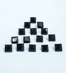 7MM, 8MM, 9MM, 10MM Natural Black Onyx Faceted Square Cut Gemstone, AAA Black Onyx Faceted Square Loose Cut Stone for Jewelry