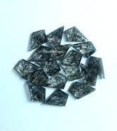 6x9MM, 7x10MM, 8x12MM Natural Black Rutilated Quartz Faceted Kite Cut Gemstone, AAA Black Rutile Quartz Kite Shape Cut Stone For Jewelry